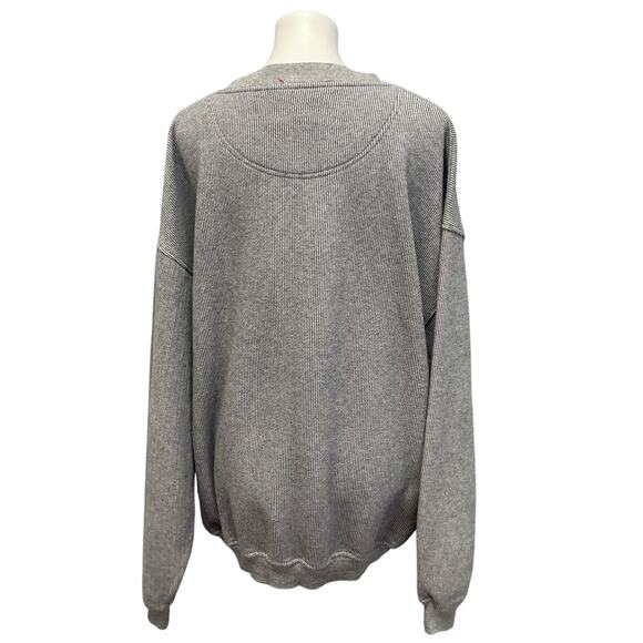 Hand Printed Upcycled Mens XL Woody Pine Cone Long Sleeve Waffled Henley Shirt - Picture 3 of 4